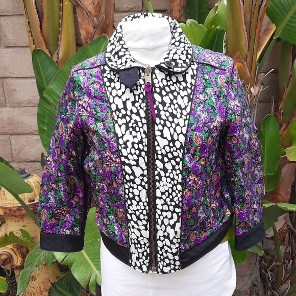 Coach reversible floral military blouson jacket xs - Picture 10 of 16
